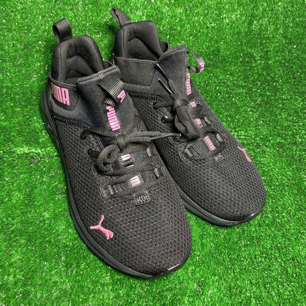 Puma Womens Size 8.5 Black Pink SoftFoam+ Lace Up Sneakers 195106-16